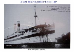 GUERRE 14.18 GANSER Louis 10 Navire-Hopital LA BRETAGNE